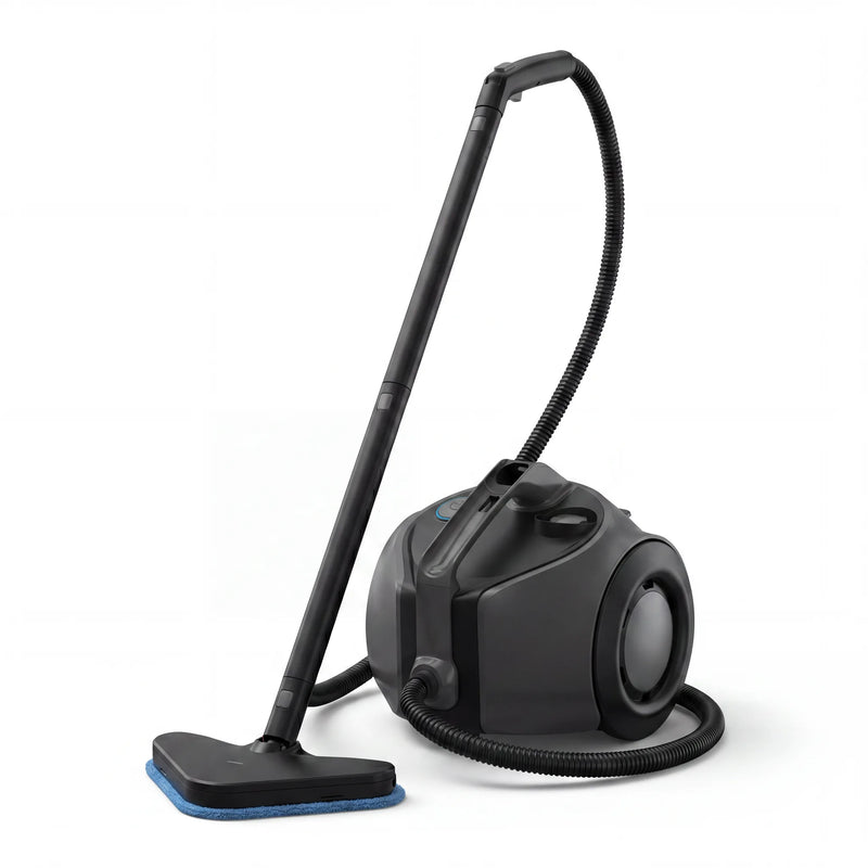Nettoyeur vapeur traîneau avec perche et patin serpillère microfibre, vue trois quarts